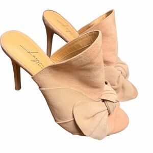 Women's leather Peep-Toe Heels with Bow Accent